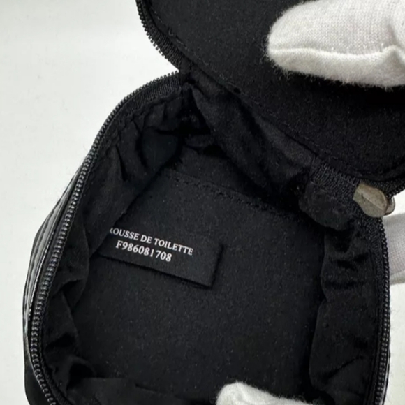 Dior Parfums Beauty Travel Case Makeup Bag/Pouch Shiny Black with Embossed Mini - Picture 7 of 8